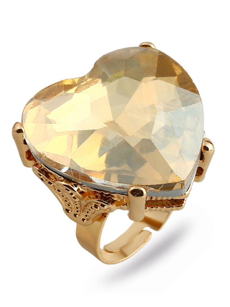 Anillo de piedras preciosas de imitación retro en forma de corazón