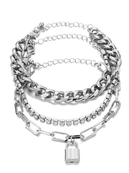 Tobillera con pulseras de cadena multicapa