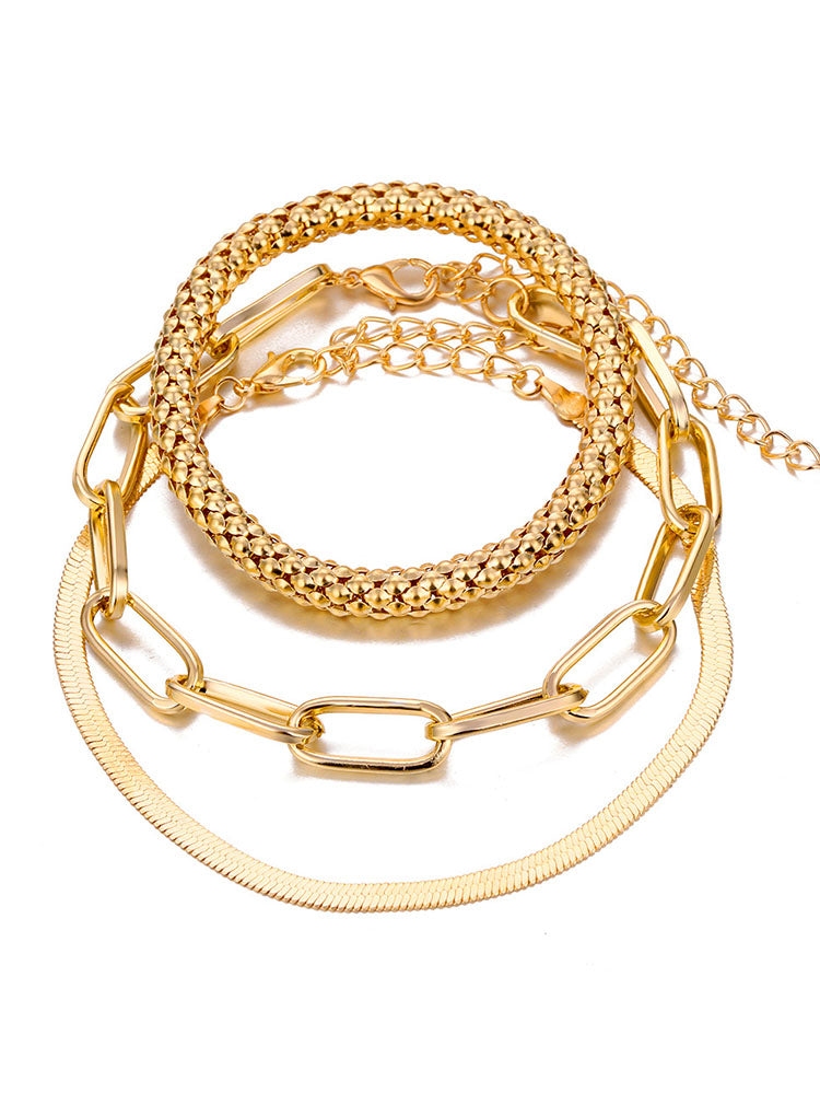 Tobillera con pulseras de cadena multicapa