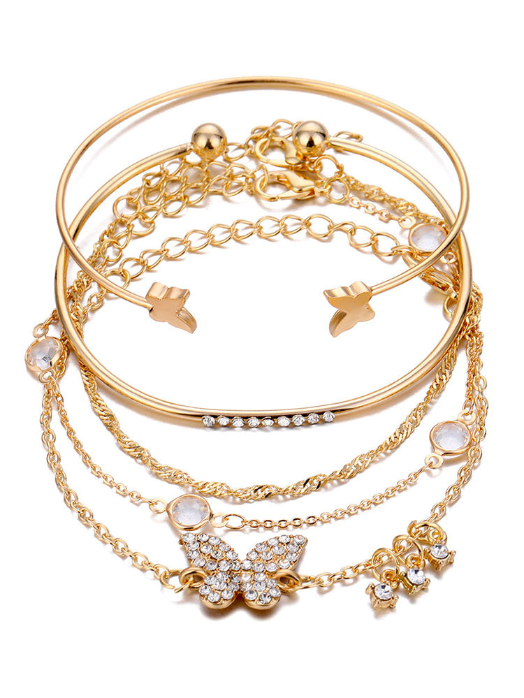 Tobillera con pulseras de cadena multicapa