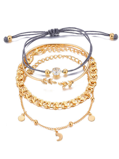 Tobillera con pulseras de cadena multicapa