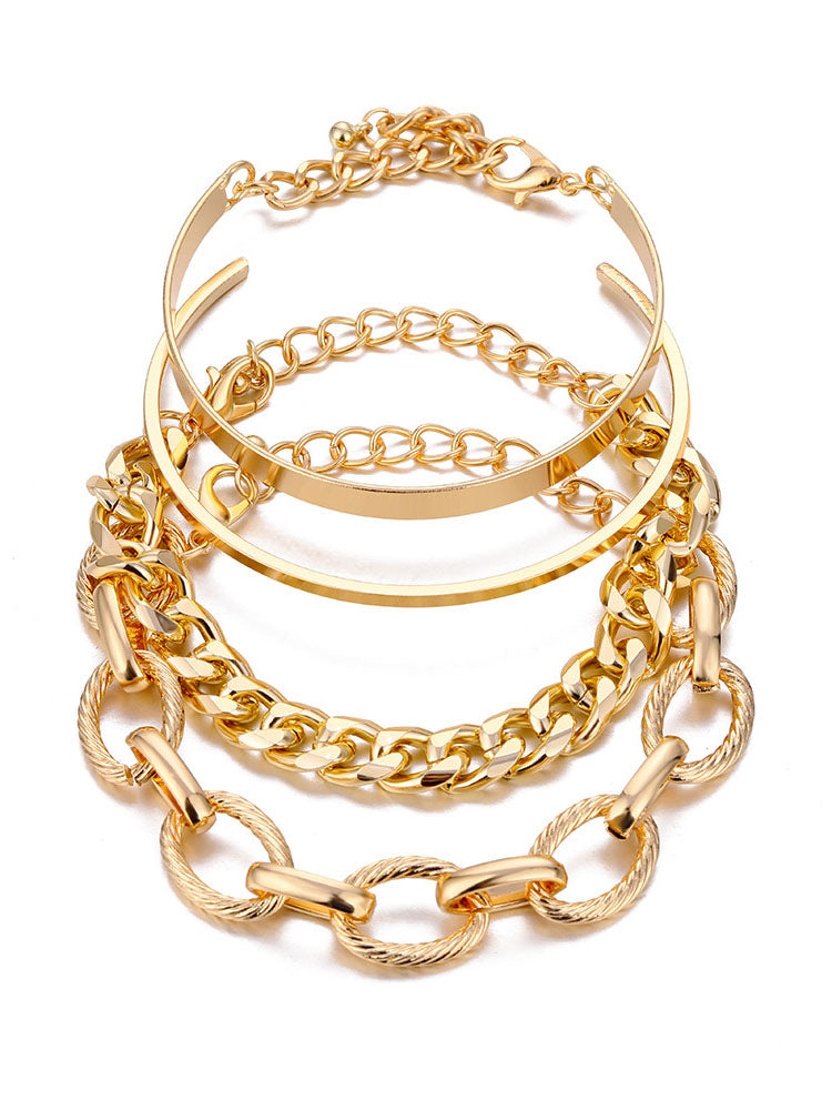 Tobillera con pulseras de cadena multicapa