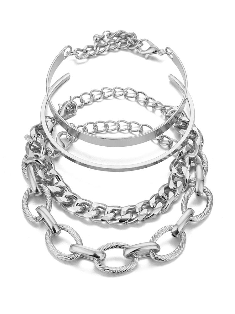 Tobillera con pulseras de cadena multicapa