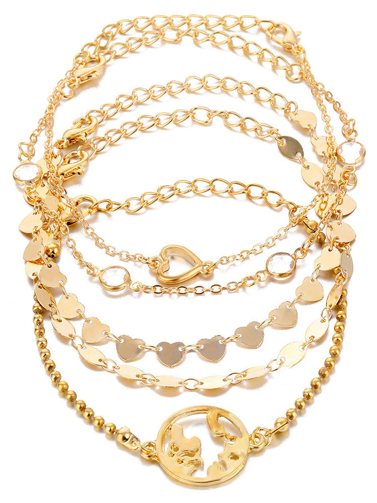 Tobillera con pulseras de cadena multicapa