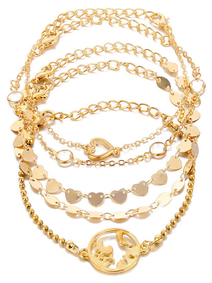 Tobillera con pulseras de cadena multicapa