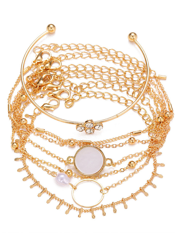 Tobillera con pulseras de cadena multicapa