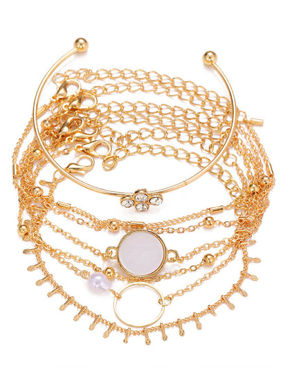 Tobillera con pulseras de cadena multicapa