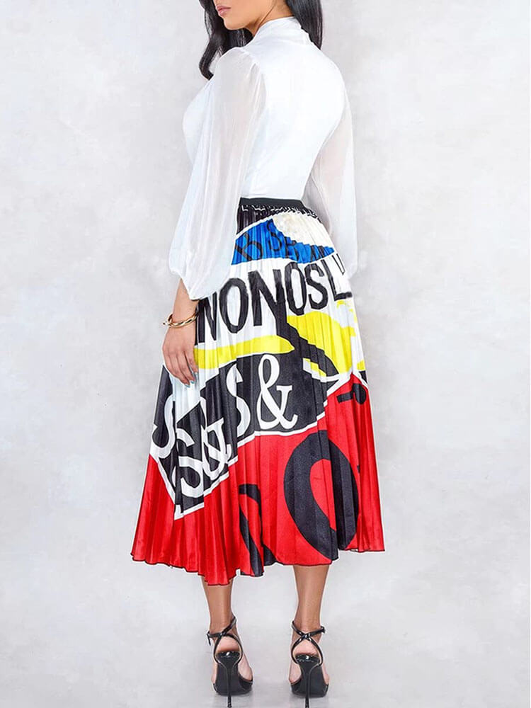 Cartoon Printed High Waist  Midi Skirts