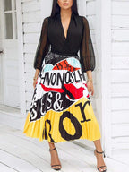 Cartoon Printed High Waist  Midi Skirts