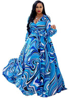 Vestidos largos bohemios cruzados con cuello en V y estampado floral de gasa