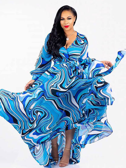 Vestidos largos plisados ​​con estampado floral