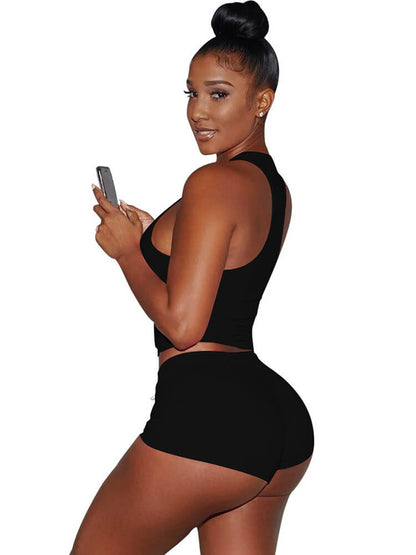 Conjuntos de top corto sin mangas y pantalones cortos de dos piezas Chándales