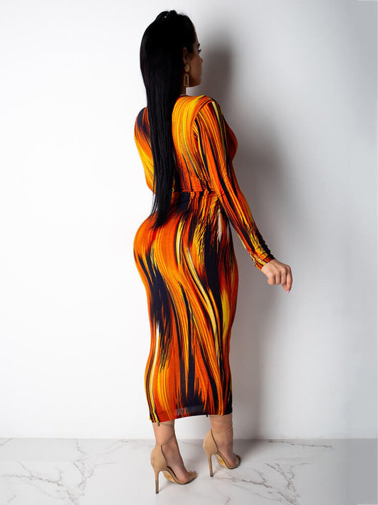 Vestidos largos de color degradado con cuello en V profundo 