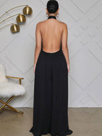 Halter Neck Sleeveless Backless Wide Leg Jumpsuit