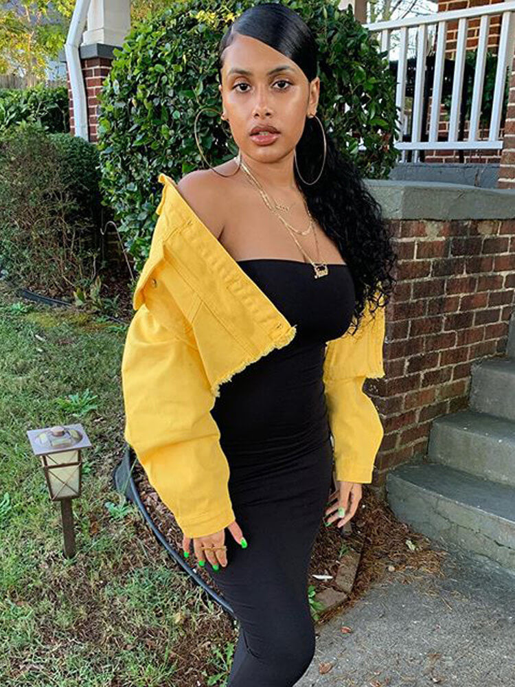 Chaquetas vaqueras rasgadas con botones de manga larga