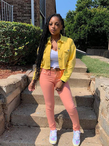 Chaquetas vaqueras rasgadas con botones de manga larga