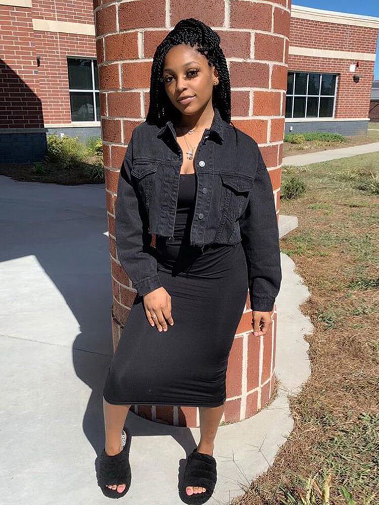 Chaquetas vaqueras rasgadas con botones de manga larga