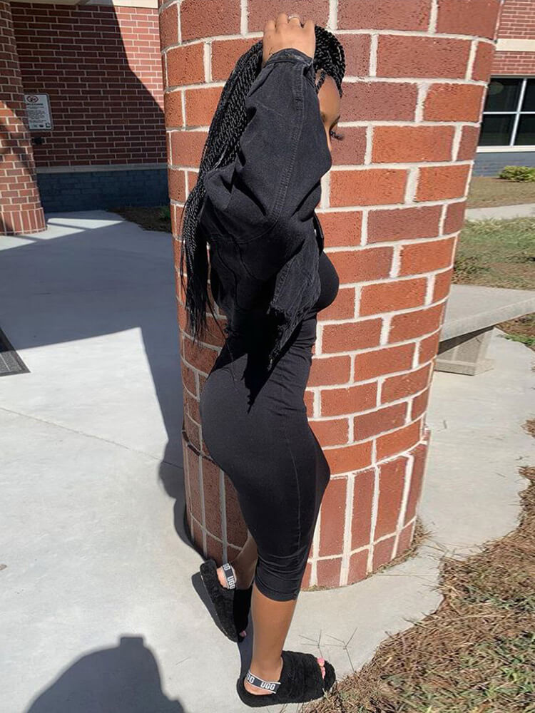 Chaquetas vaqueras rasgadas con botones de manga larga