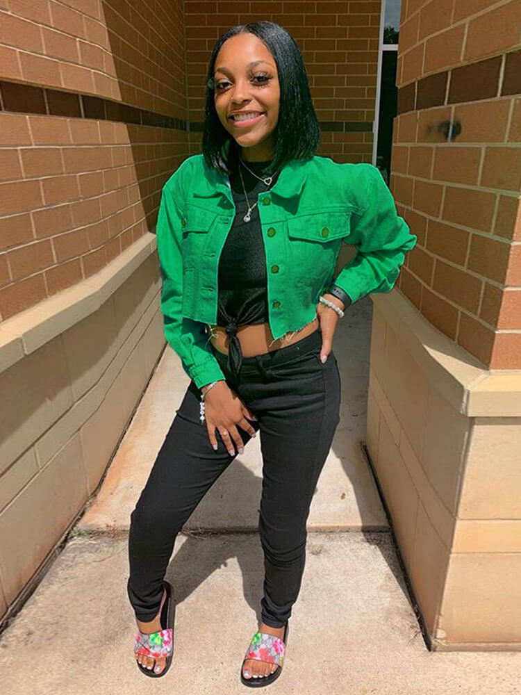 Chaquetas vaqueras rasgadas con botones de manga larga