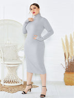 Ribbed Pullover Knit Sweater Dress