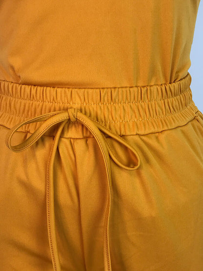 Conjuntos de pantalones y camisetas sin mangas de color sólido sin mangas de 2 piezas 