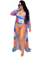Mono de 2 piezas con estampado de dinero + cubierta de bikini
