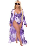 Mono de 2 piezas con estampado de dinero + cubierta de bikini