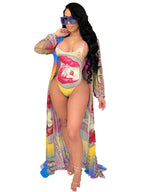 Mono de 2 piezas con estampado de dinero + cubierta de bikini