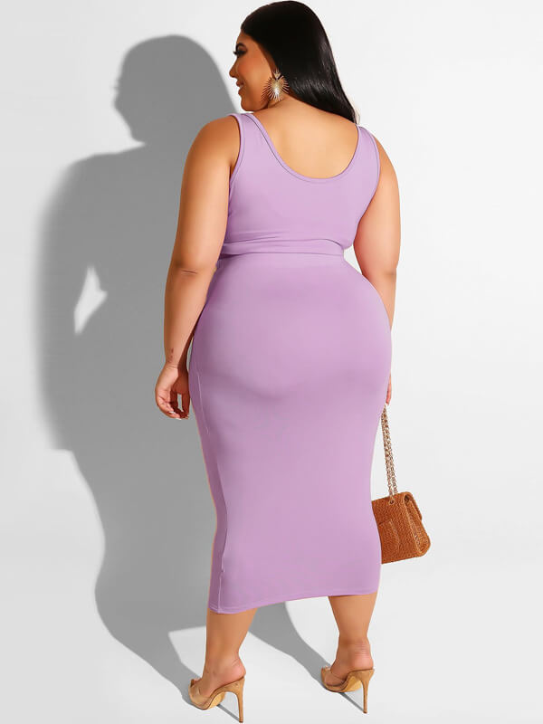 Conjuntos de faldas largas y camiseta sin mangas de dos piezas de talla grande 