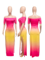 Off-Shoulder Side Slit Bandage Cocktail Party Maxi Dress