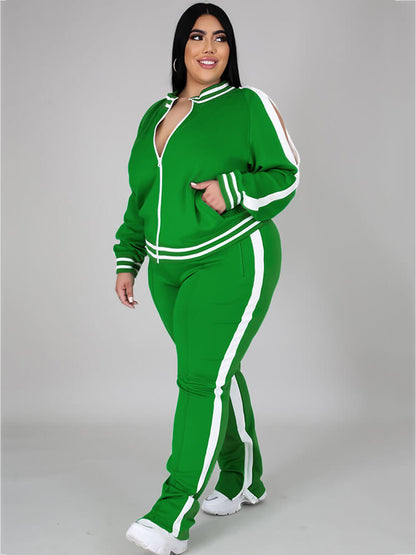 Conjuntos de chaqueta y pantalones con hombros descubiertos de talla grande