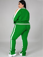 Conjuntos de chaqueta y pantalones con hombros descubiertos de talla grande