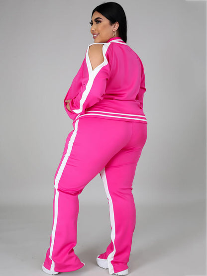 Conjuntos de chaqueta y pantalones con hombros descubiertos de talla grande