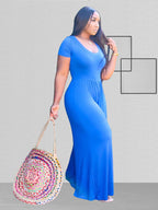 Plus Size Short Sleeve Wide Leg Pant Jumpsuit