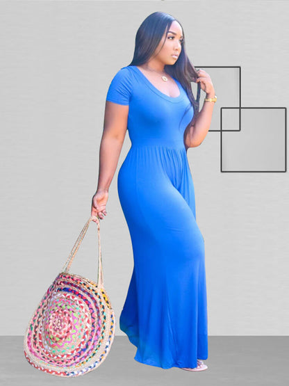 Mono con pantalón de pierna ancha y manga corta de talla grande