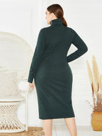 Ribbed Pullover Knit Sweater Dress