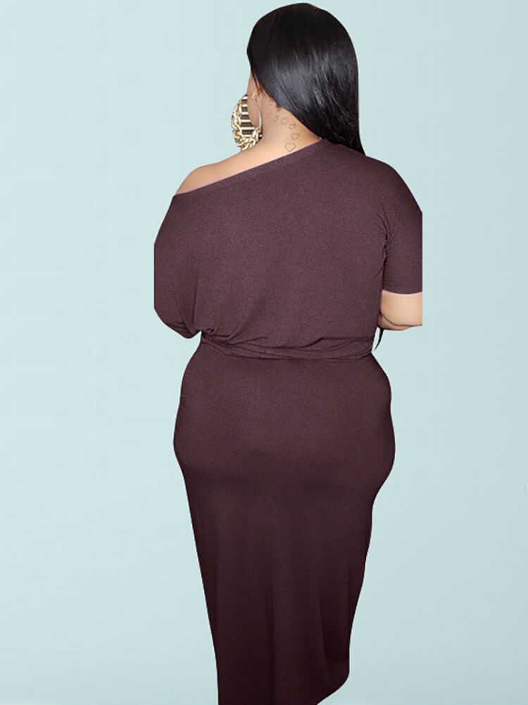 Conjunto de falda con bolsillo y top con nudo torcido y botones de talla grande de 2 piezas 