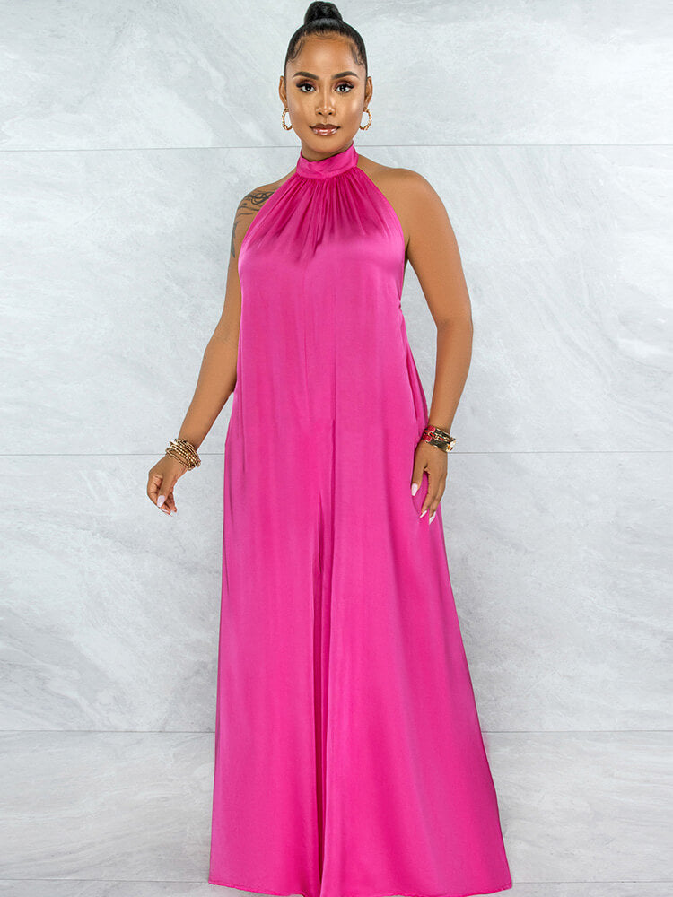 Mono de pernera ancha con espalda descubierta y corte holgado